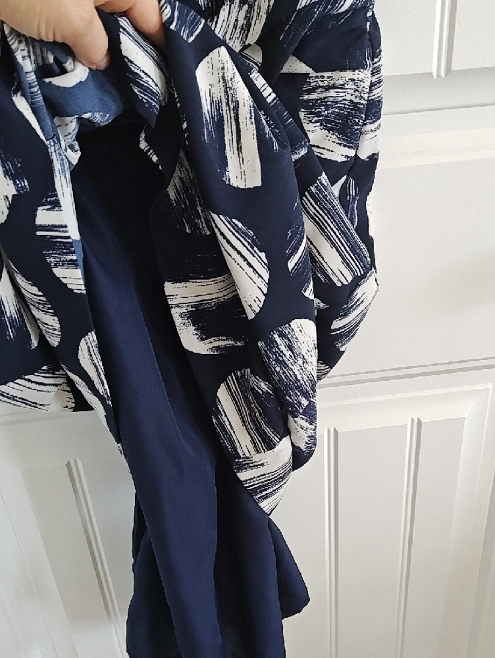George Navy and White Sleeveless Midi Dress with Circular Print Size 4 Lined - Picture 6 of 9